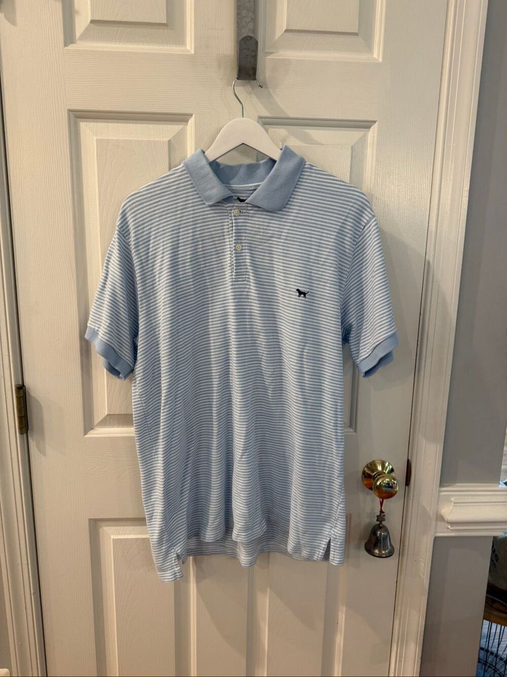 Simply Southern Baby Blue & White Striped Polo Shirt sz XL EUC